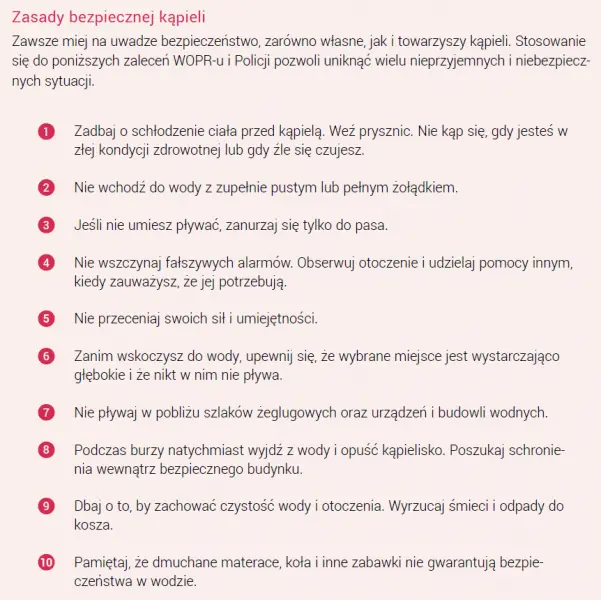 zasady bezpiecznej kapieli